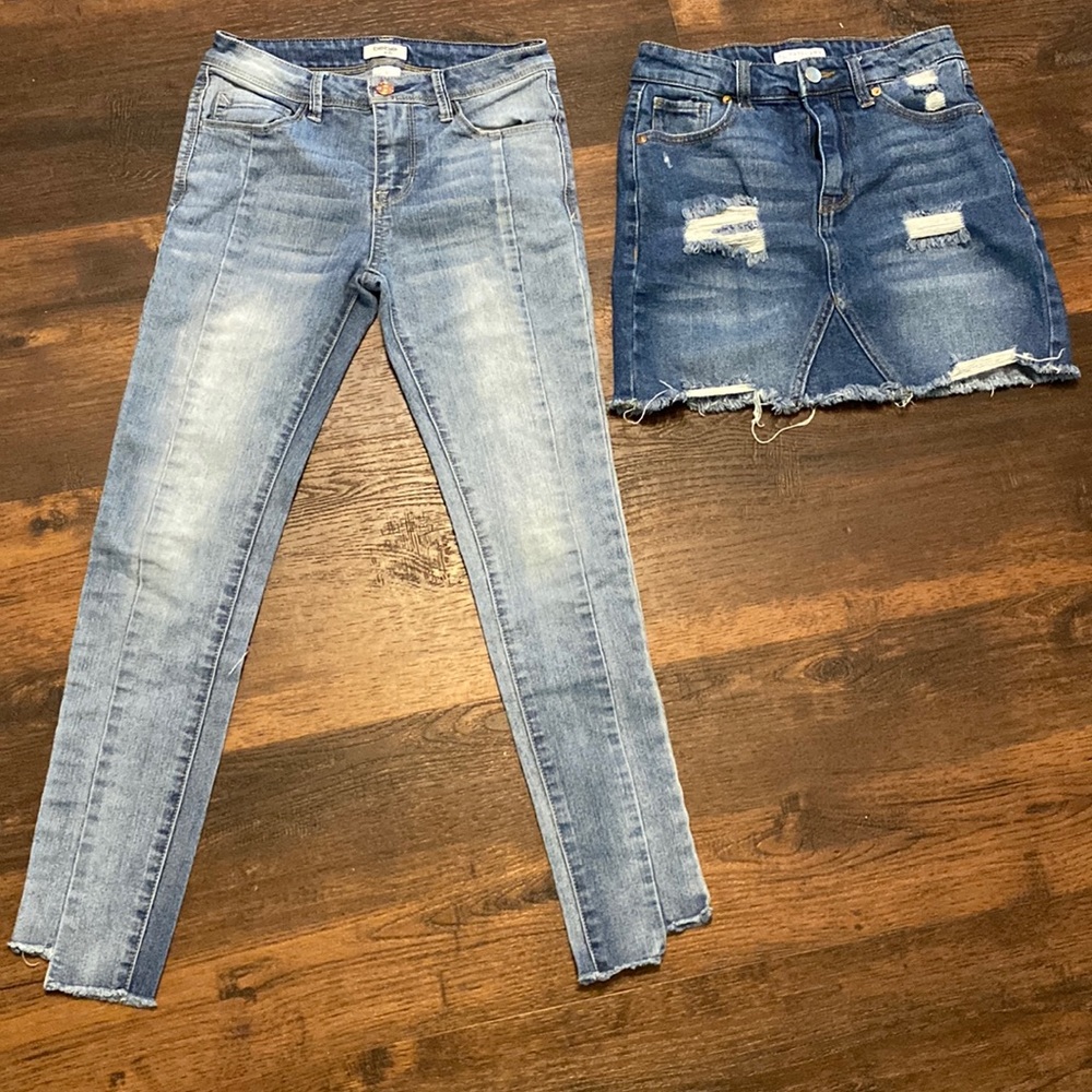 Bebe Girls Denim Jeans and Tinseltown Skirt Girls Size 12